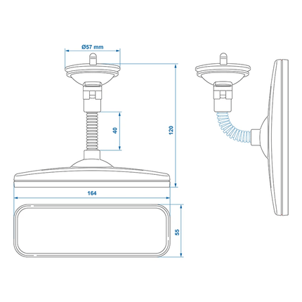 ProPlus Universele Achteruitkijkspiegel Binnenspiegel 165x55mm met Flexarm en Zuignap - VCTparts.nl