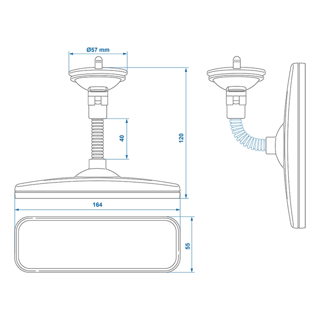 ProPlus Universele Achteruitkijkspiegel Binnenspiegel 165x55mm met Flexarm en Zuignap - VCTparts.nl