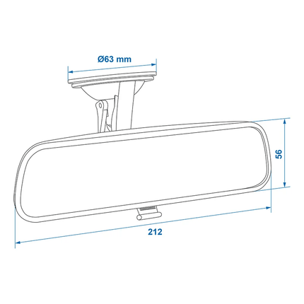 Proplus Universal Arrière-Miroir Miroir intérieur 212x56mm avec tassement d'aspiration