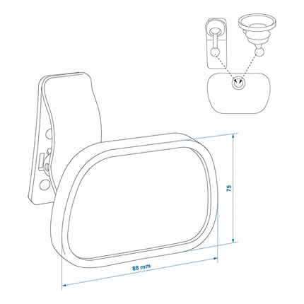 ProPlus Universele Achteruitkijkspiegel Binnenspiegel 88x75mm met Zuignap en Clip - VCTparts.nl