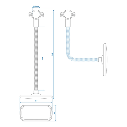 ProPlus Universele Fietsspiegel Achteruitkijkspiegel 31cm met Flexarm en Stuur Klembeugel - VCTparts.nl