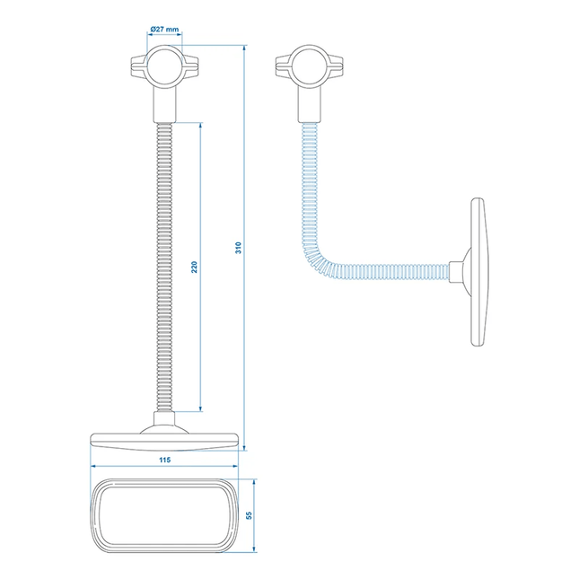 ProPlus Universele Fietsspiegel Achteruitkijkspiegel 31cm met Flexarm en Stuur Klembeugel - VCTparts.nl