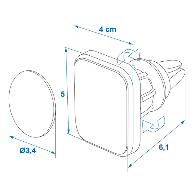 Proplus Universal Smartphone Téléphone Solder 360 ° avec un aimant pour la calandre de ventilation