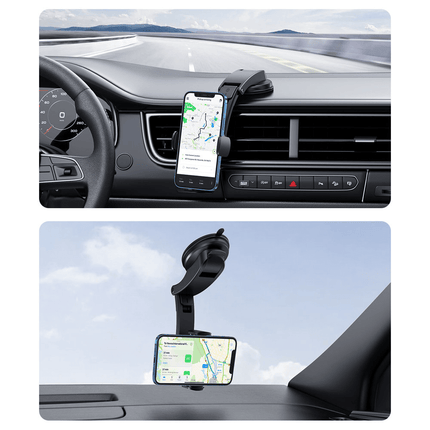 UGREEN Universele Klem Autohouder Telefoonhouder met Zuignap Dashboard/Raam (6.6 - 9.5cm) Zwart - VCTparts.nl