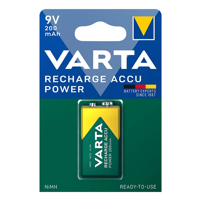 Varta Oplaadbare Power Batterij 9V 200 mAh in Blister Recharge Accu