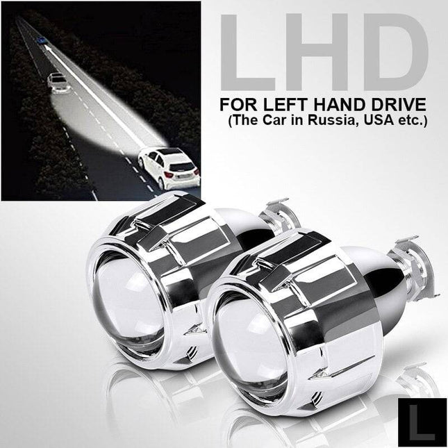 2.5" Bi-Xenon LED Koplamp LHD Projector Lens Diffuus Lichtkap H4 H7 H1 HID (set) [High/Low Beam - Retrofit - Headlights] - VCTparts.nl