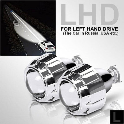 2.5" Bi-Xenon LED Koplamp LHD Projector Lens Diffuus Lichtkap H4 H7 H1 HID (set) [High/Low Beam - Retrofit - Headlights] - VCTparts.nl