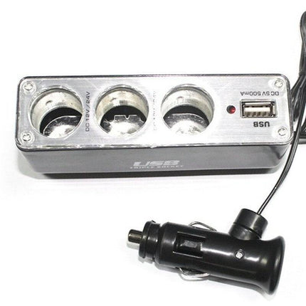 3 Dubbele Sigarettenaansteker Splitter Met Usb 12V/24V - VCTparts.nl