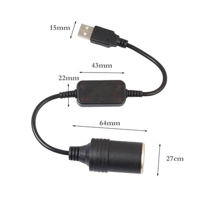 5V USB A naar 12V Sigarettenaansteker Plug Converter - Auto Voedingsadapter - VCTparts.nl