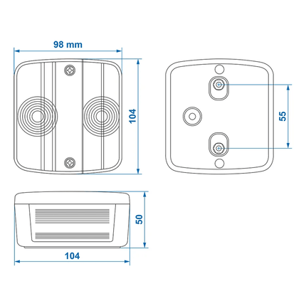 Aanhanger Achterlicht 4 functies 98x104mm incl. gloeilampjes - VCTparts.nl