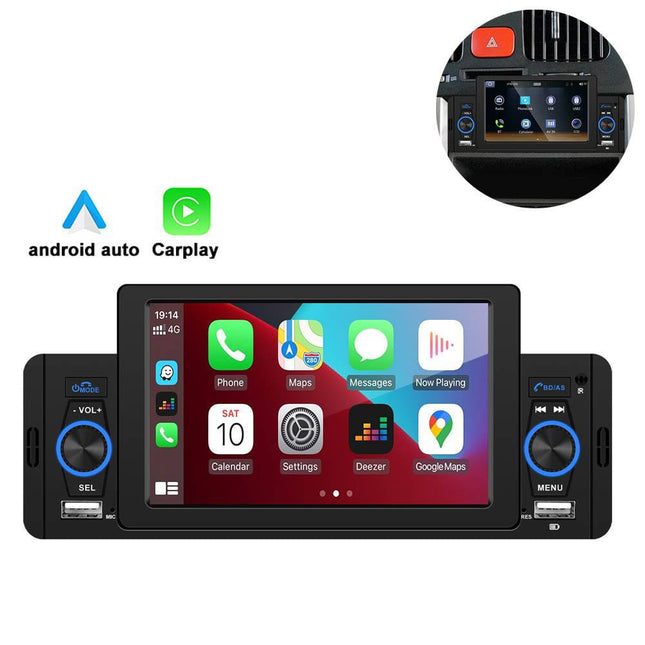 Android Auto Inbouw Radio Speler Digitaal LED Display Scherm met Bluetooth Aux 1DIN Mirrorlink Fm