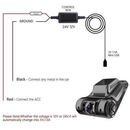 Alimentation AUTO DASCCAM ALIMENTATION CONSTANT Câble Hardwire Food USB C [3,2m 12V / 24V]