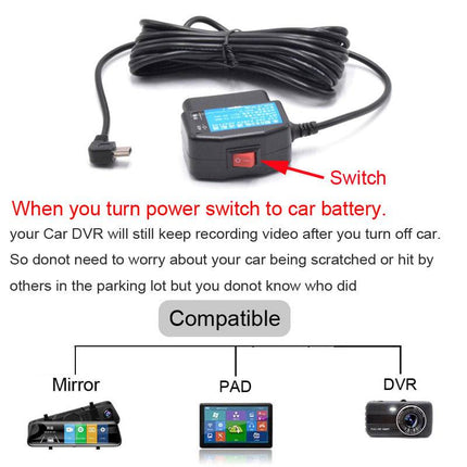 Auto Dashcam Continue Voeding Hardwire OBD Kabel Voeding Micro USB [3.5M 12v/24v]