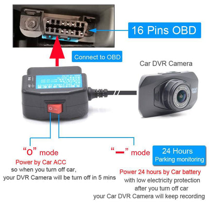 Auto Dashcam Continue Voeding Hardwire OBD Kabel Voeding Micro USB [3.5M 12v/24v]