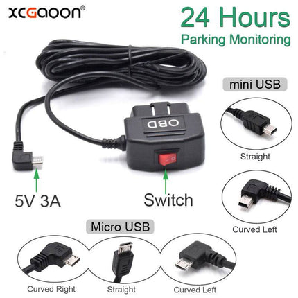 Auto Dashcam Continue Voeding Hardwire OBD Kabel Voeding Micro USB [3.5M 12v/24v]