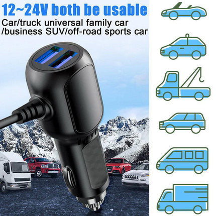 Auto dashcam Power Cable Micro USB avec 2 ports USB-A [3,5m 12V / 24V]