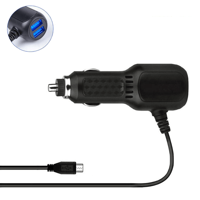 Auto Dashcam Voeding Kabel Micro USB met 2 USB-A Poorten [3.5M 12v/24v]