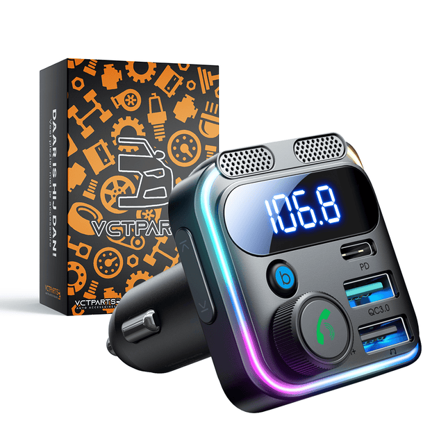 Bluetooth Muziek FM Transmitter Pro Handsfree Bellen met BassBooster USB-C & 2x USB-A Lader Zwart - VCTparts.nl