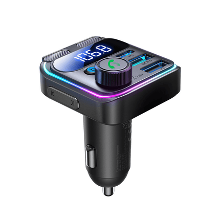 Bluetooth Muziek FM Transmitter Pro Handsfree Bellen met BassBooster USB-C & 2x USB-A Lader Zwart - VCTparts.nl