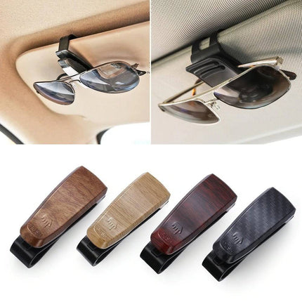 Brillenhouder auto zonneklep Clip - Dark Wood - VCTparts.nl