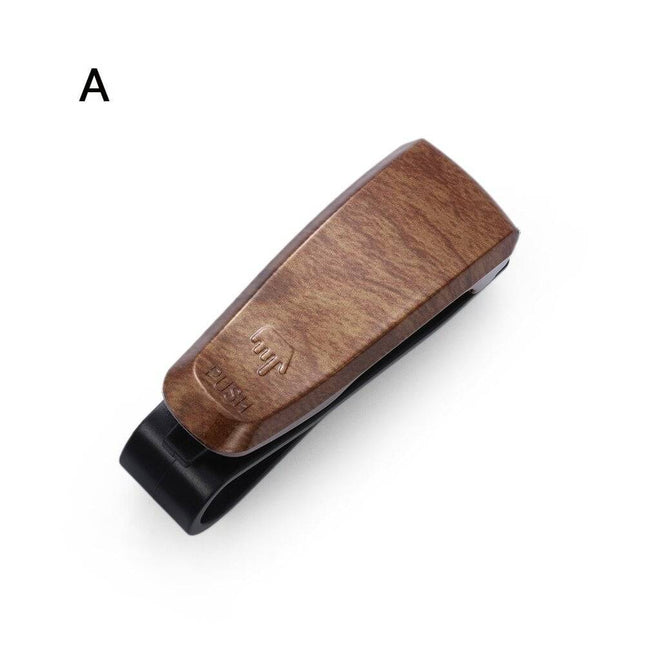 Brillenhouder auto zonneklep Clip - Polished Wood - VCTparts.nl