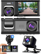 Dashcam HD 1080P 3CH Auto Recorder met Binnenzijde Camera Zwart