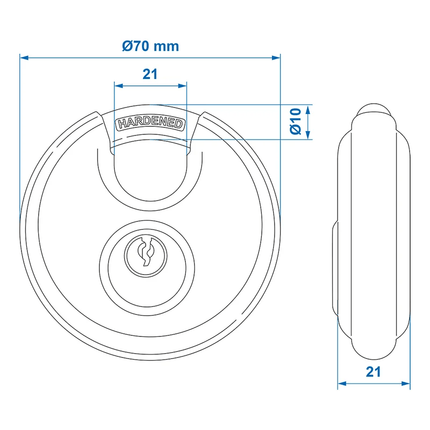 Discusslot 90mm Hangslot Rond Gehard Staal voor Buiten - VCTparts.nl