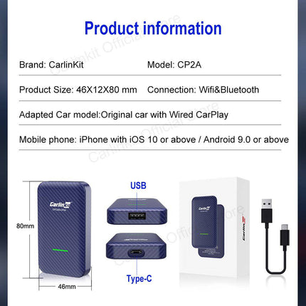 Dongle 4.0 Wireless Draadloos USB Adapter voor CarPlay & Android Auto Converteren - VCTparts.nl