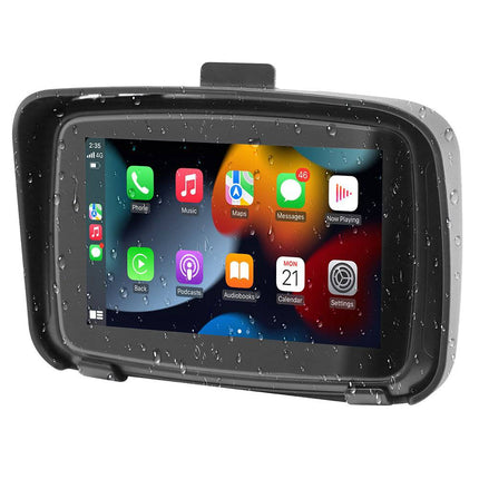 Draagbare Motorfietsnavigatie en Smartphone Koppeling 5 Inch Scherm Waterdicht Android Auto & CarPlay [Handsfree Bellen - 5G - Bluetooth] - VCTparts.nl