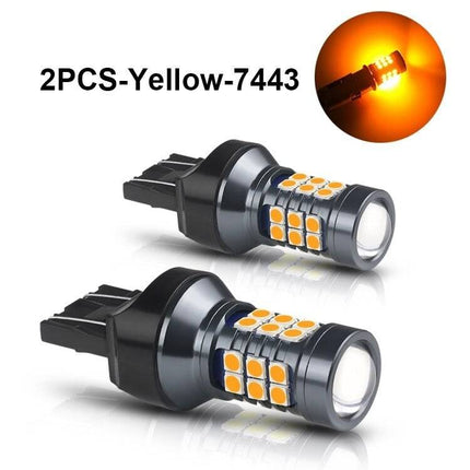 High Power T20 LED Lamp Bol - Oranje / Amber Geel (set) 7443 W21/5W 3030SMD - VCTparts.nl