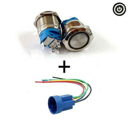 Inbouw Schakelaar 12V Drukknop - Aan/Uit Logo voor Elektrische Accessoires - VCTparts.nl