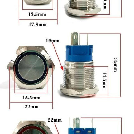 Inbouw Schakelaar 12V Drukknop - Aan/Uit Logo voor Elektrische Accessoires - VCTparts.nl