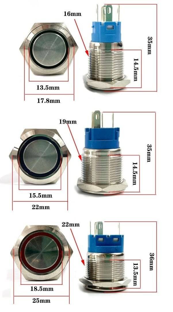 Inbouw Schakelaar 12V Drukknop - Aan/Uit Logo voor Elektrische Accessoires - VCTparts.nl