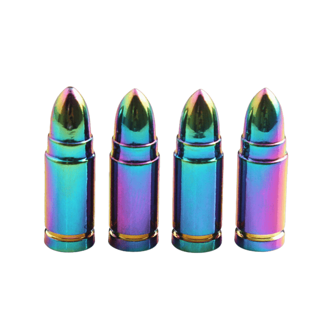 Kogelvormige Auto Ventieldopjes Bullets Universeel - Aluminium Multicolor (Set 4 stuks) - VCTparts.nl