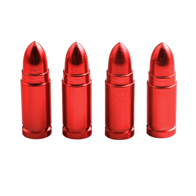 Kogelvormige Auto Ventieldopjes Bullets Universeel - Aluminium Rood (Set 4 stuks) - VCTparts.nl