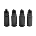 Kogelvormige Auto Ventieldopjes Bullets Universeel - Aluminium Zwart (Set 4 stuks) - VCTparts.nl