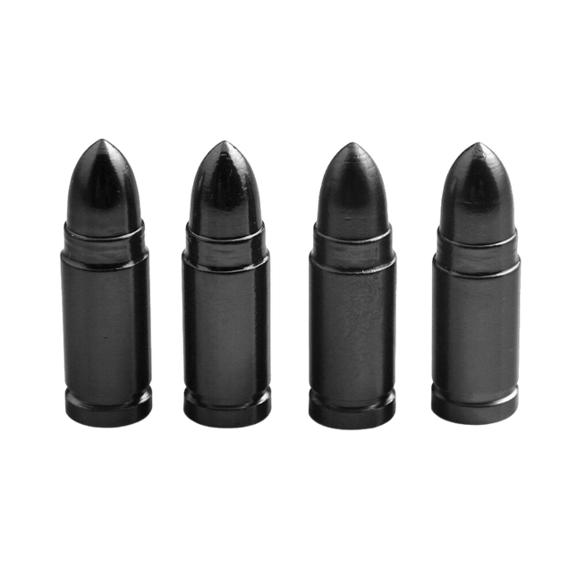 Kogelvormige Auto Ventieldopjes Bullets Universeel - Aluminium Zwart (Set 4 stuks) - VCTparts.nl