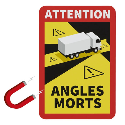 Magneetsticker "Attention Angles Morts!" Vrachtwagen Dodehoek Waarschuwingsplaat - VCTparts.nl