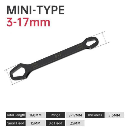 Multifunctionele Tweekoppige Moersleutel Steeksleutel 3-17mm zwart [Gereedschap - Meerzijdig - Universeel - Multi steek] - VCTparts.nl