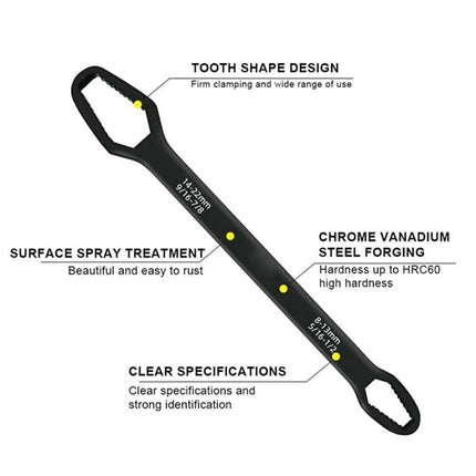 Multifunctionele Tweekoppige Moersleutel Steeksleutel 8-22mm zwart [Gereedschap - Meerzijdig - Universeel - Multi steek] - VCTparts.nl