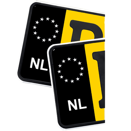 Nederlands Kenteken Sticker voor Europese Nummerborden Zwart-Wit (set) - VCTparts.nl