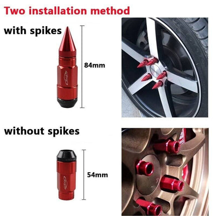 Racing Wielmoeren M12x15 Spiked Lug Nuts - Rood (Set 20) [Wielbouten - Race Moeren] - VCTparts.nl