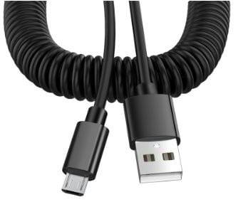 Rekbare USB naar Micro-USB Krulsnoer 1 Meter Zwart - VCTparts.nl