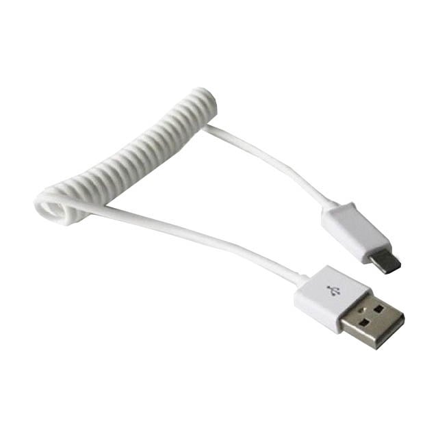 Rekbare USB naar USB-C Krulsnoer Veer 1 Meter Wit - VCTparts.nl