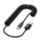 Rekbare USB naar USB-C Krulsnoer Veer 1 Meter Zwart - VCTparts.nl