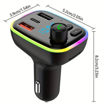 Émetteur Universal Bluetooth FM Carkit QC3.0 Chargeur de voiture noir avec éclairage LED