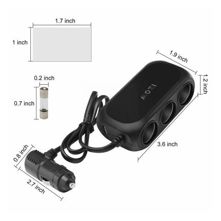 Universele Sigarettenaansteker Splitter (3x) met Usb 12V/24V Zwart