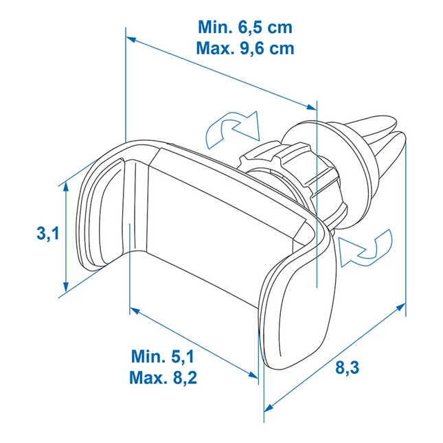 Universele Smartphone Telefoon Houder met 360° Veer voor Ventilatierooster - VCTparts.nl