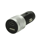 USB-C + USB-A Autolader Telefoonlader Oplader Sigarettenaansteker Grijs - VCTparts.nl