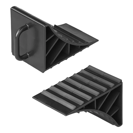 Wielkeg  Wielblok Klem Bandenstopper Rolstopper Incl. Handvat Set 2 stuks Kunststof Zwart - VCTparts.nl